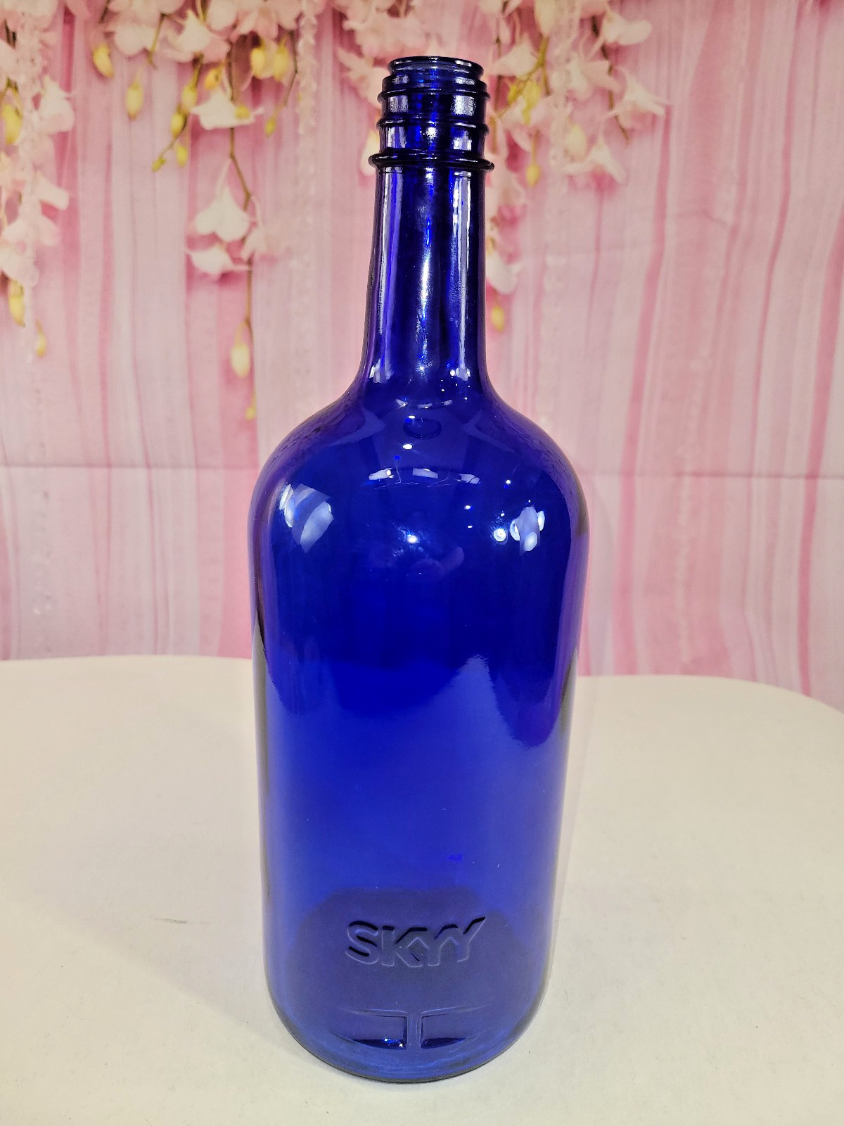 Empty SKYY Vodka 1.75L Molded Glass Bottle 12.75” Tall No Handle Cleaned Rinsed