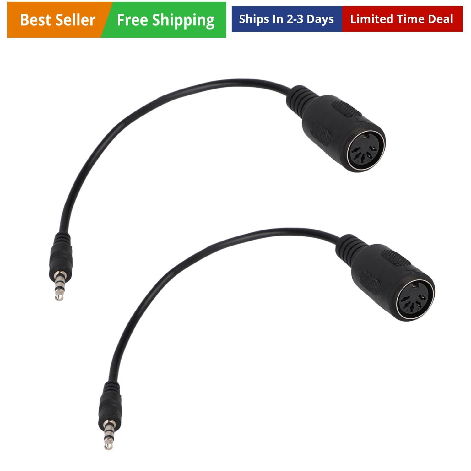 2pcs Type-A MIDI to 3.5mm Adapter, 15cm/6in MIDI Female to TRS 3.5mm Male Bre...