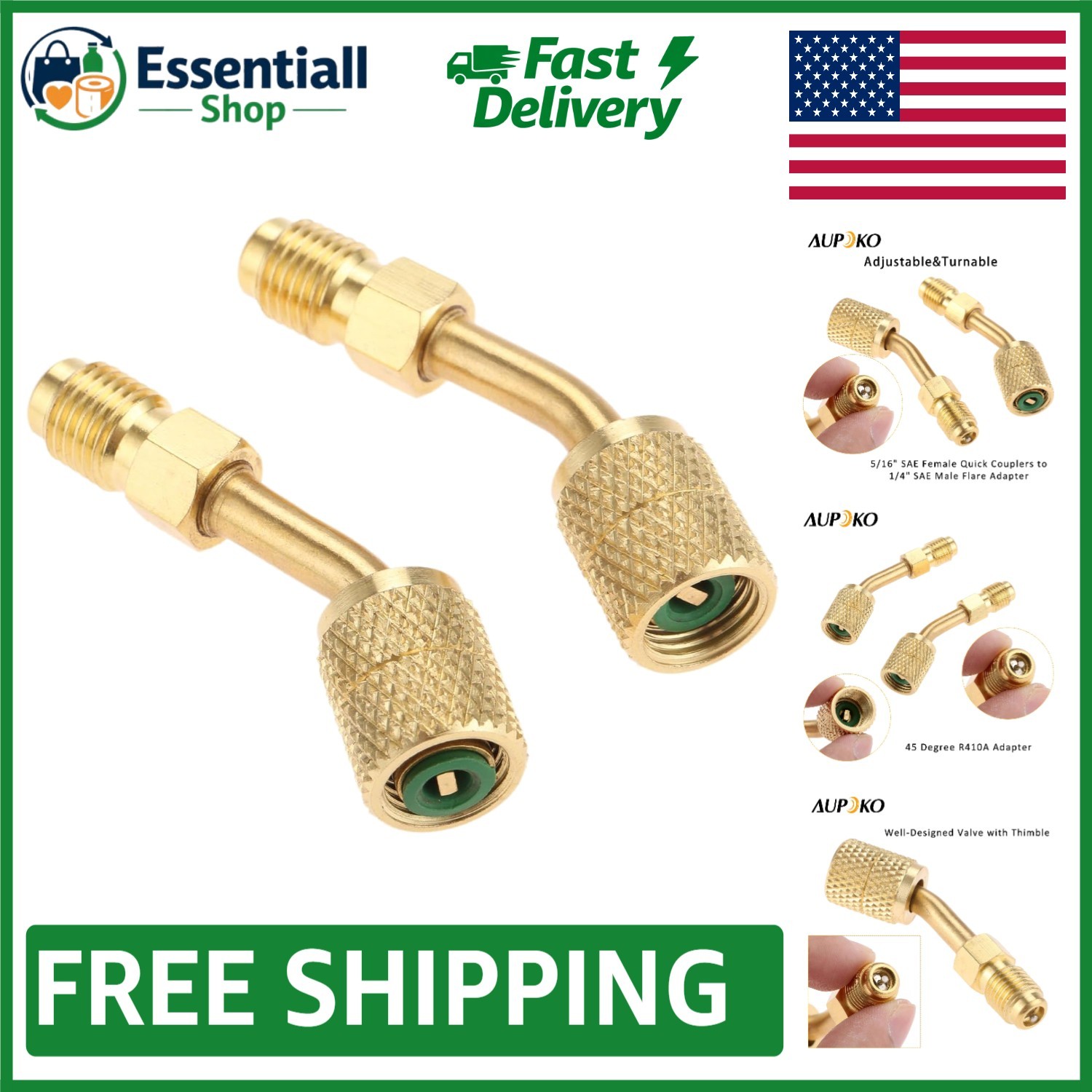 Effective R410A 2PC Adapter Set - 5/16" SAE Female to 1/4" Male for Mini Split