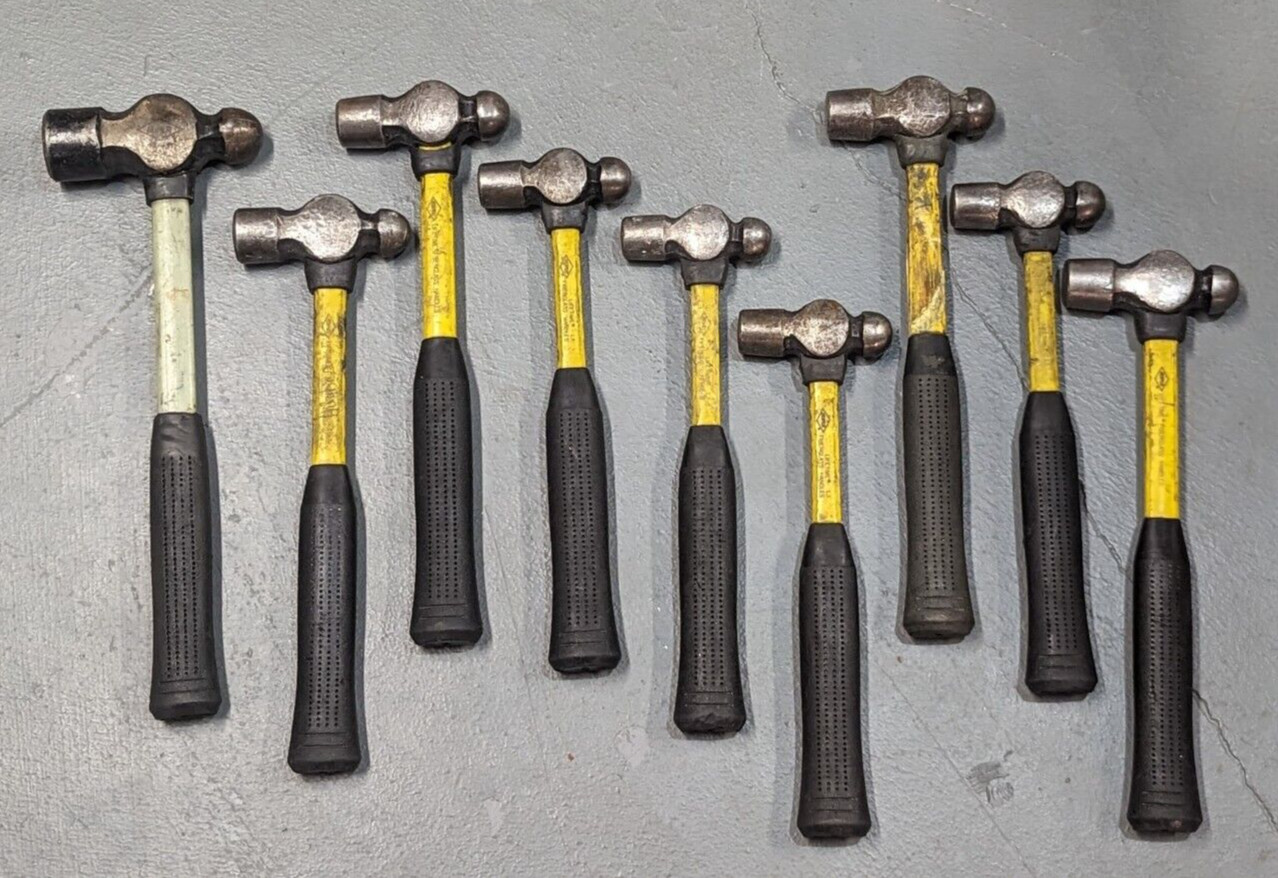 9 Nupla Ball Pein Peen Hammer Fiber Glass Handle USA Tool Lot J4 L1 M32 Used