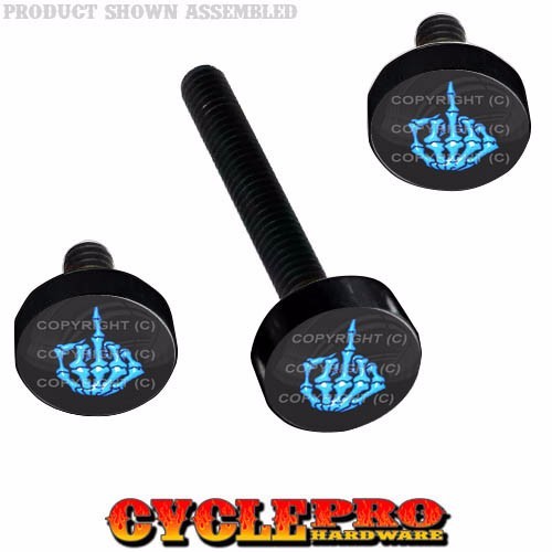 Black Billet Fairing Windshield Hardware 14-Up Harley Touring SKELETON HAND FU B