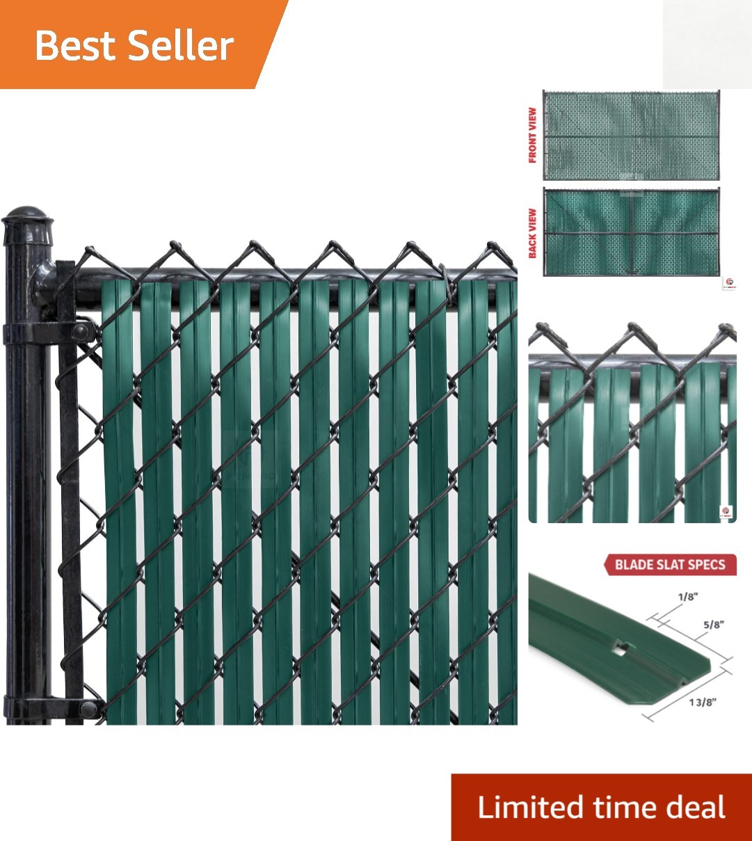 Modern Green High Density Polyethylene Chain-Link Fence Slats – Easy Assembly