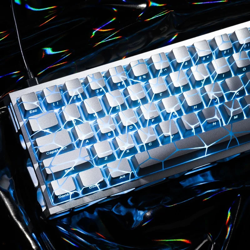 XVX 61 Keys Silver Butterfly Keycap Set Shine Through IMD for 60% Keyboard