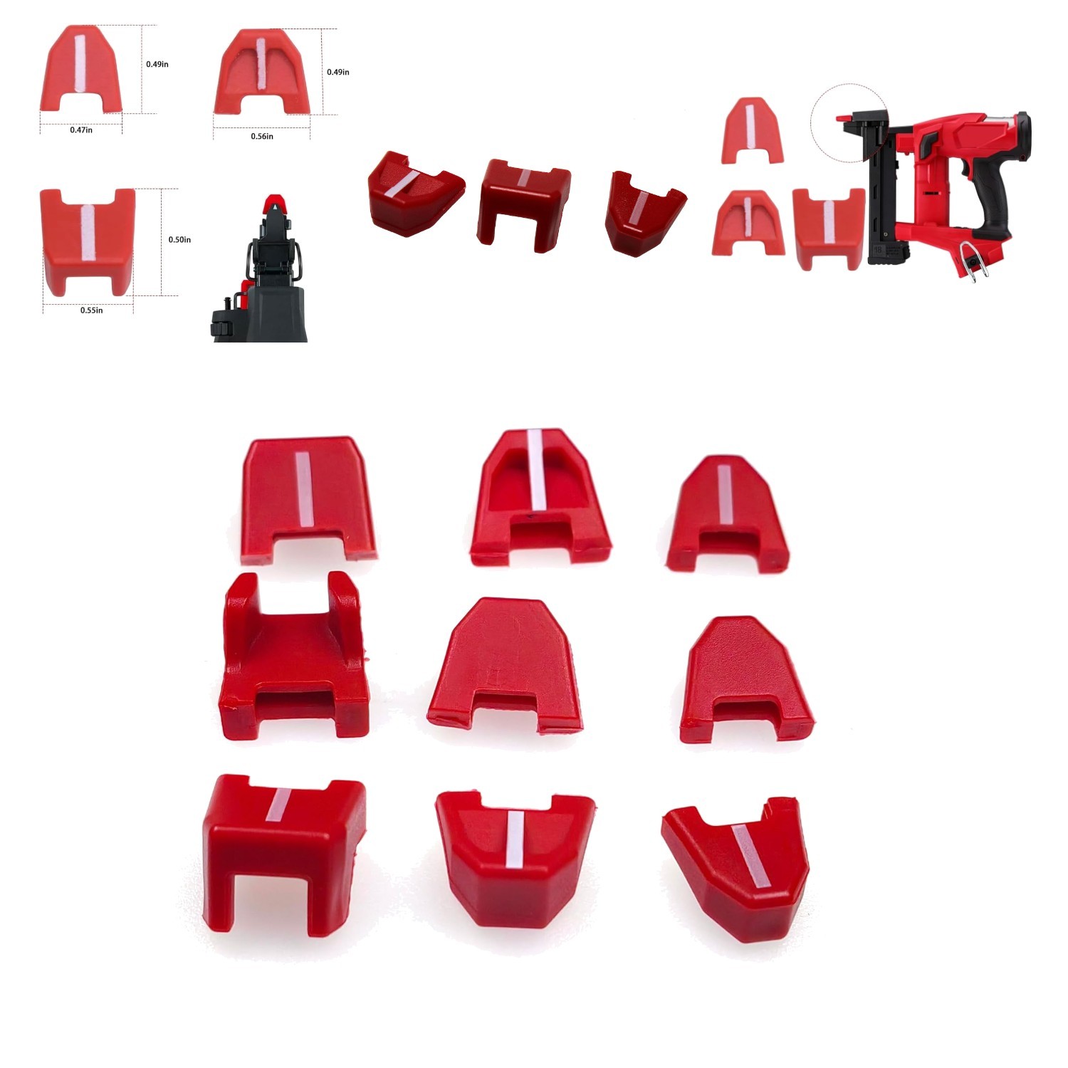 9-Piece No-Mar Cushion Replacement Set for M18 Battery Nailer - Easy Alignments