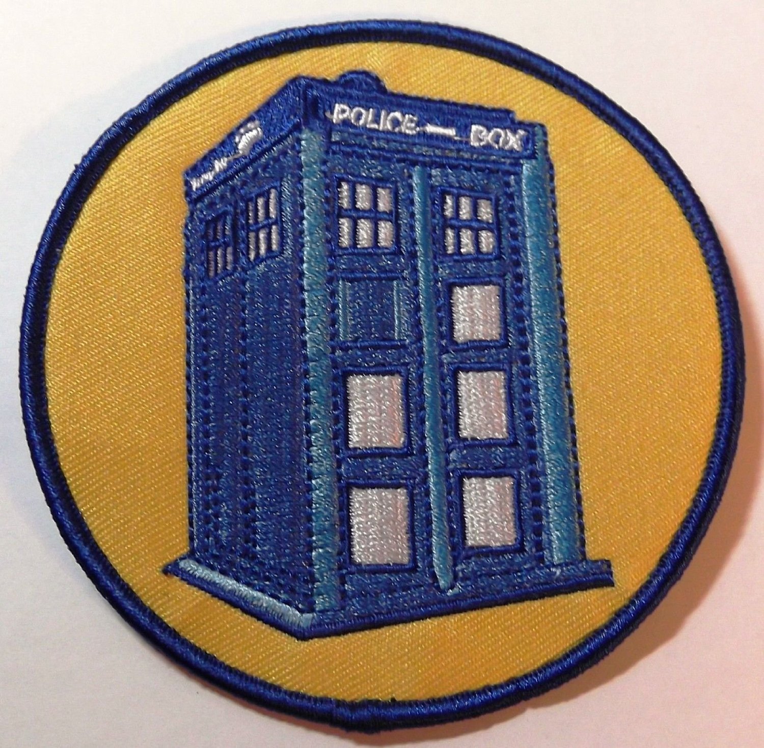 Doctor Who Police Box Tardis in Circled Border 4" Wide Embroidered PREMIUMPatch