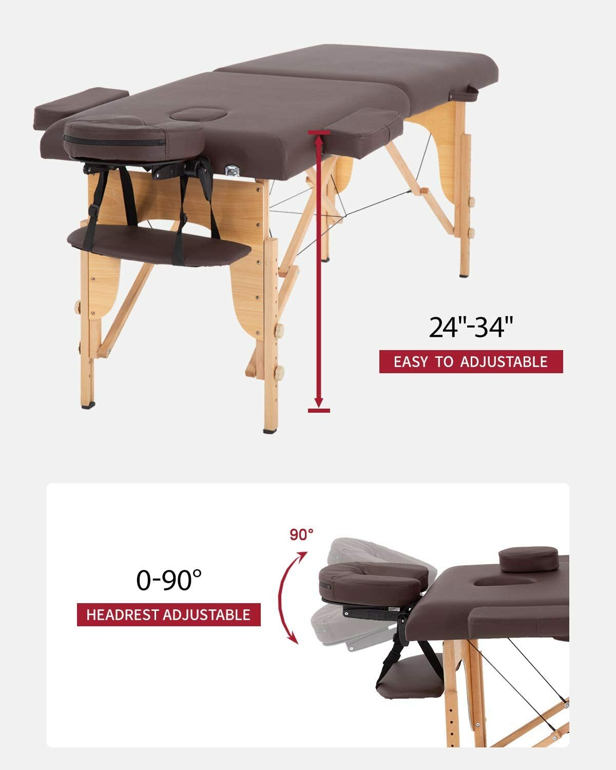 Massage Table Massage Bed Spa Bed 73 Inch Portable 2 Folding W/Carry Case Table