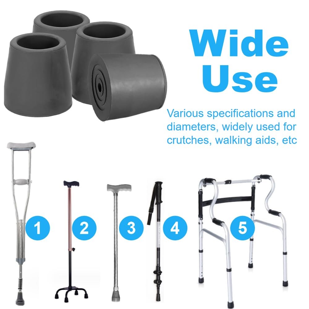 OBTANIM 4 Pack 1 Inch Replacement Rubber Cane Tips for 1 (4 Pack), Black