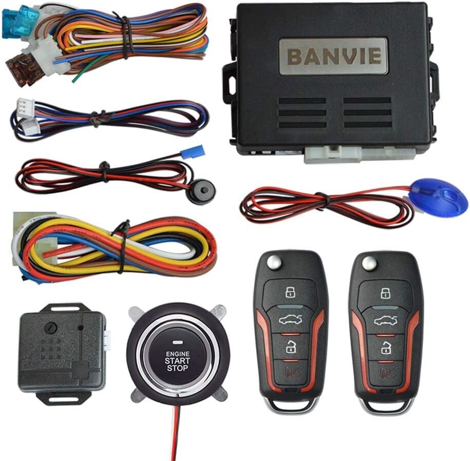Premium Keyless Entry & Remote Engine Starter - Stylish Push Button Ignition Kit