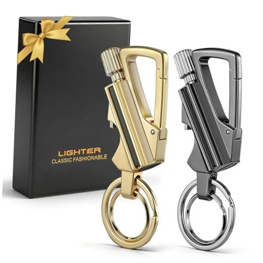 2 Pack of Permanent Match Lighter, Waterproof Metal Keychain Maches Lighters