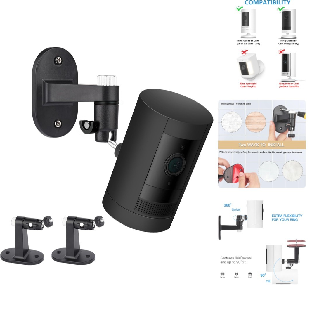 2Pack Adjustable Security Wall Mount Bracket for Ring Stick Up/Ring Outdoor Cam
