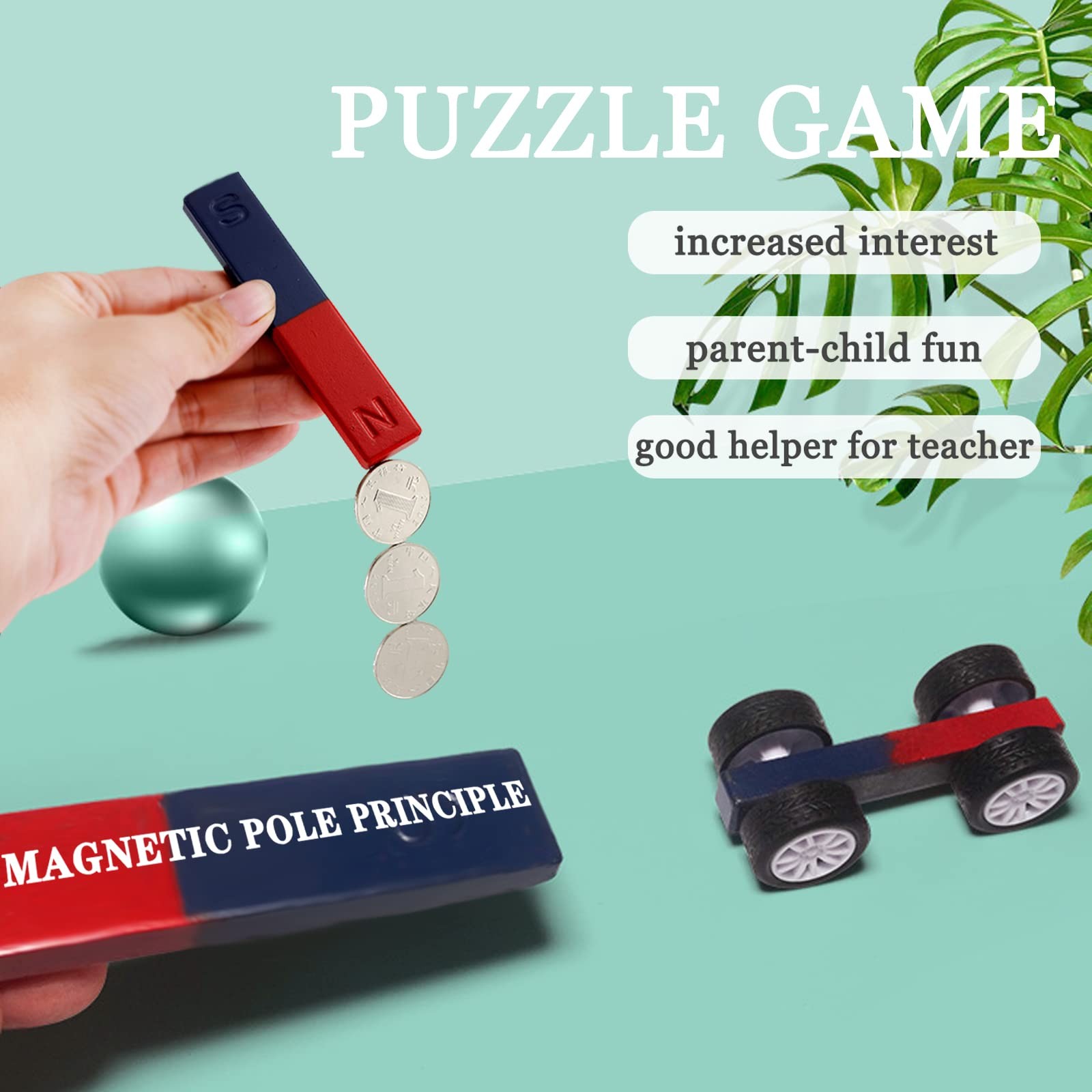 2 Pack Bar Magnets for Science Experiments North South Educational Magnet