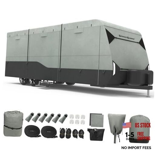 RV Cover - 7-Layer Waterproof Camper Cover for Travel Trailers, Heavy-Duty UV