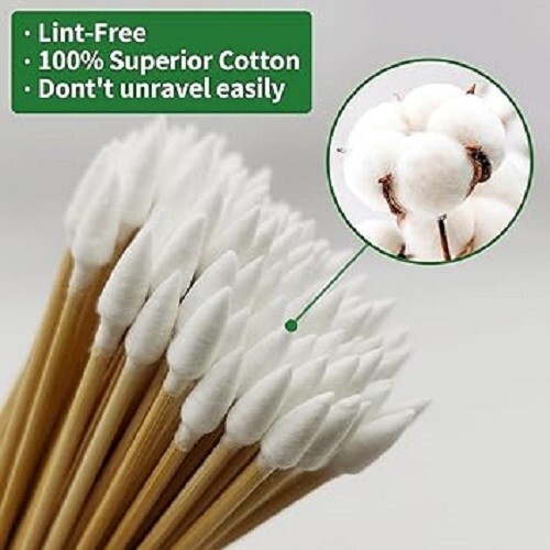 500PCS Precision Gun Cleaning Swabs, 6 Inch Pointed Cotton Swabs with Case