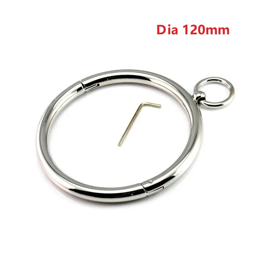 Lockable Slaves Neck Collar Restraint Binding Locking Choker O-Ring Chain Leader