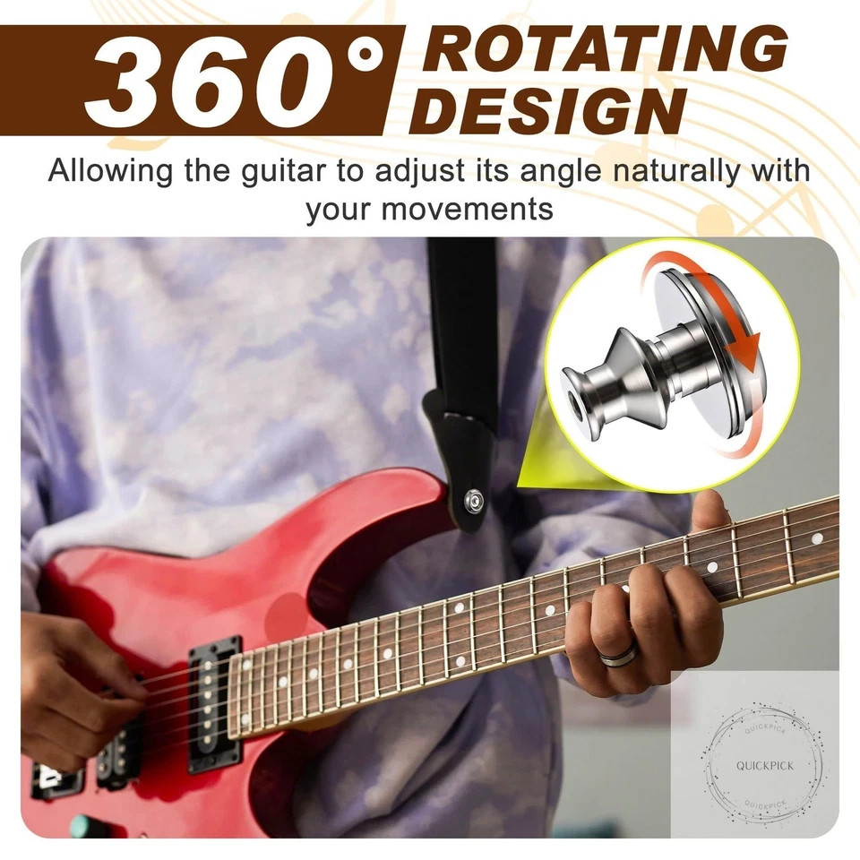 4 Set Guitar Strap Button Compatible with Dunlop Straplok Dual Design Strap Lock