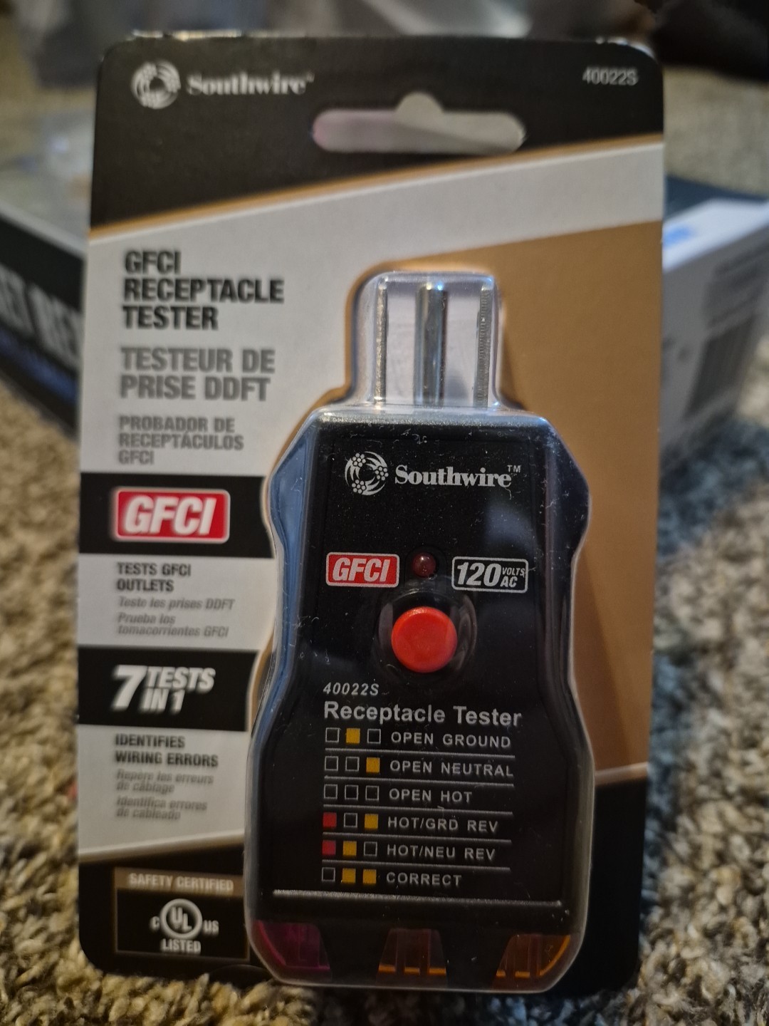 Southwire 40022S Analog 120-Volt GFCI Receptacle Tester