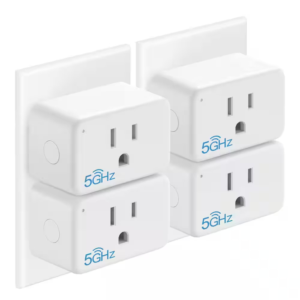 15 Amp 120 Volt Wi-Fi Smart Plug Type A/B Wireless Grounding Connector White Rem