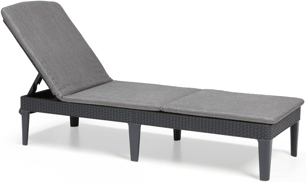 KETER JAIPUR GARDEN SUN LOUNGER ADJUSTABLE BACKREST FOLDING GARDEN LOUNGER
