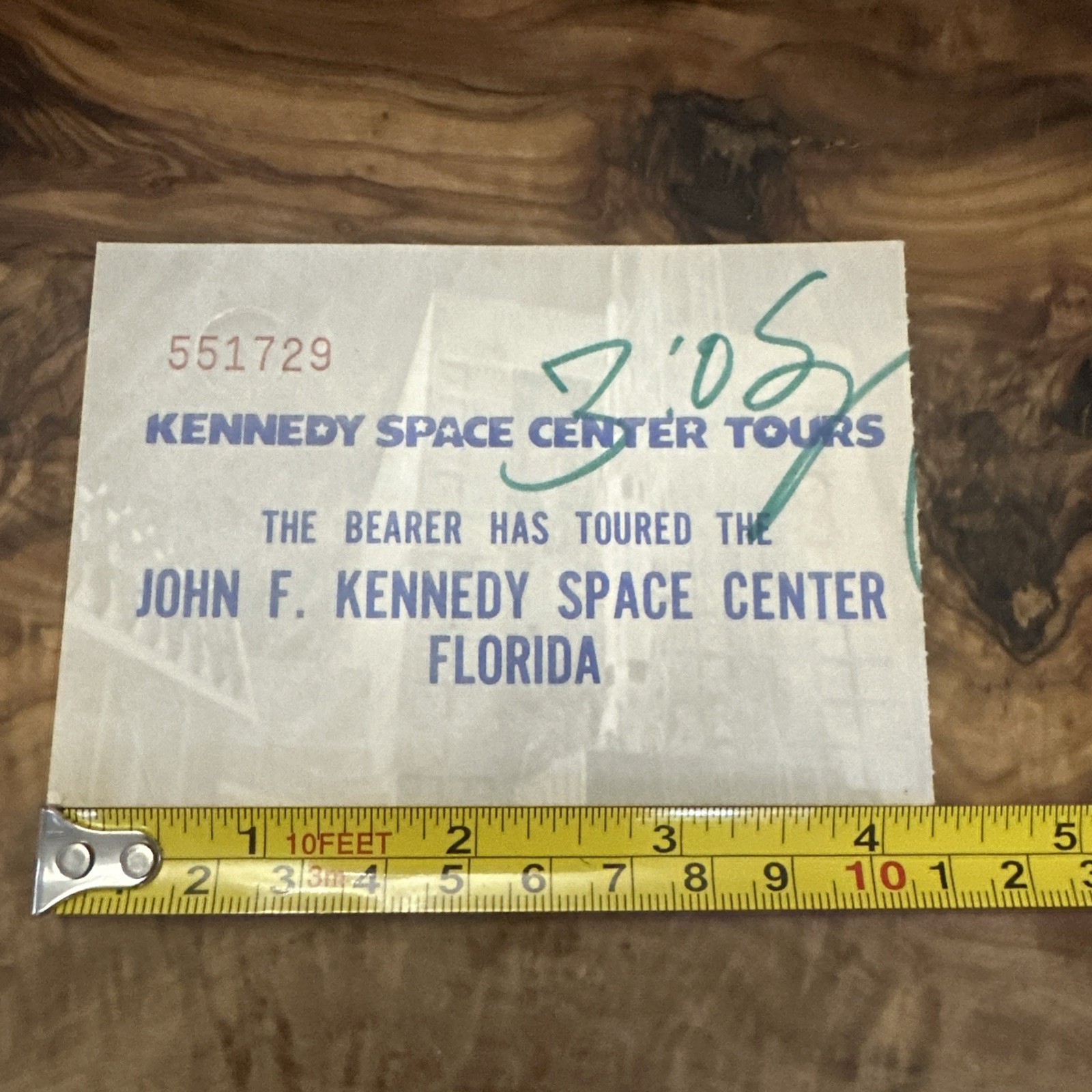 Vintage 1970s John F. Kennedy Space Center Florida NASA Tours Ticket Stub