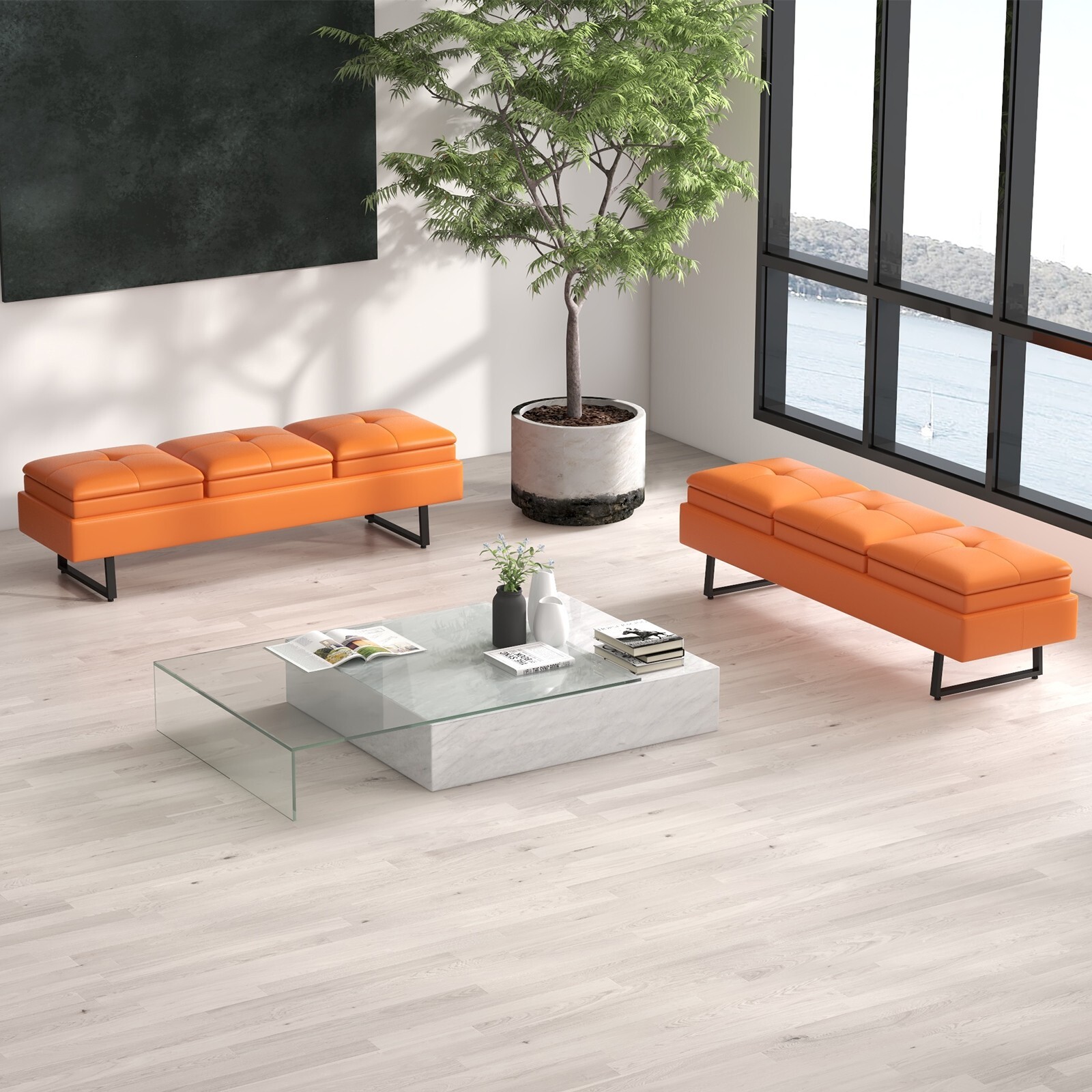 2 PACK Waiting Room Bench Reception Chairs Office Barber Salon Shop Beauty Sofa