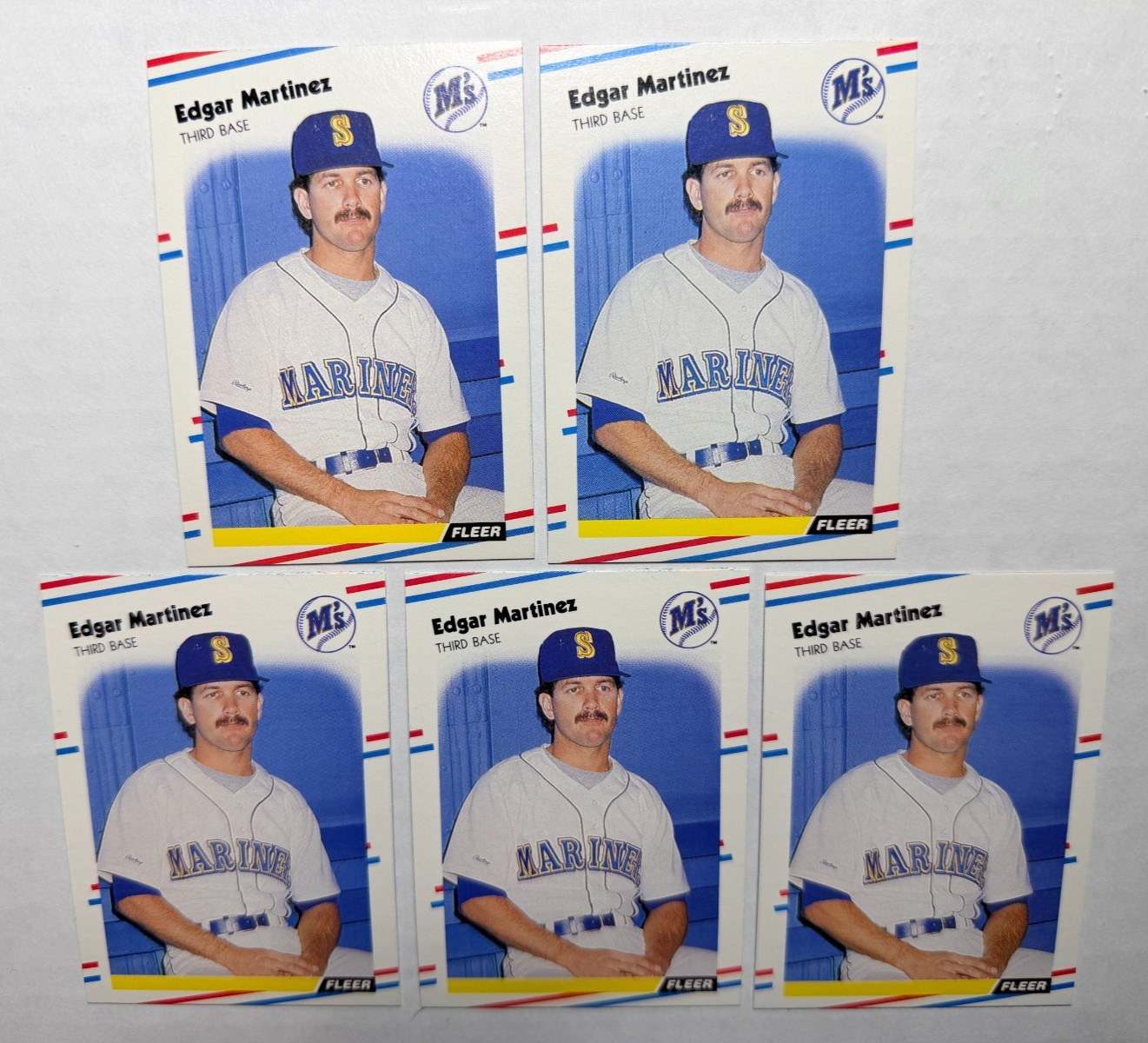 Edgar Martinez 1988 Fleer RC Rookie Card Lot (5) Seattle Mariners HOF