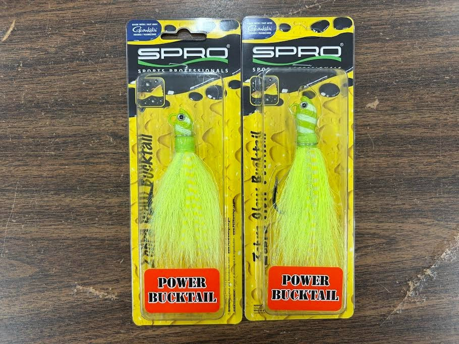 SPRO POWER BUCKTAIL ZEBRA CRAZY CHARTREUSE. CHOOSE YOUR SIZE!