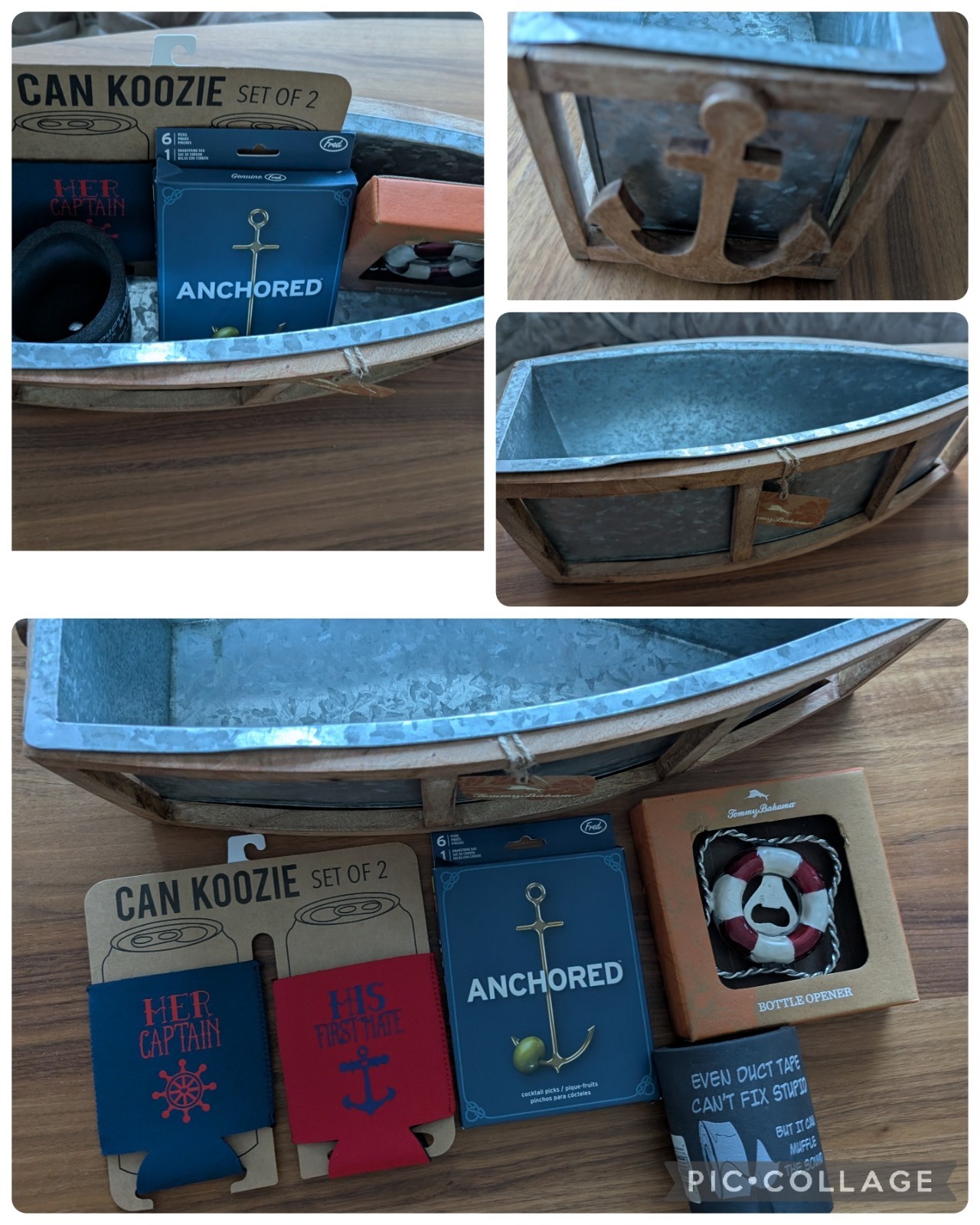LOT NEW Large TOMMY BAHAMA Galvanized ICE BUCKET gift accessories cooler openers
