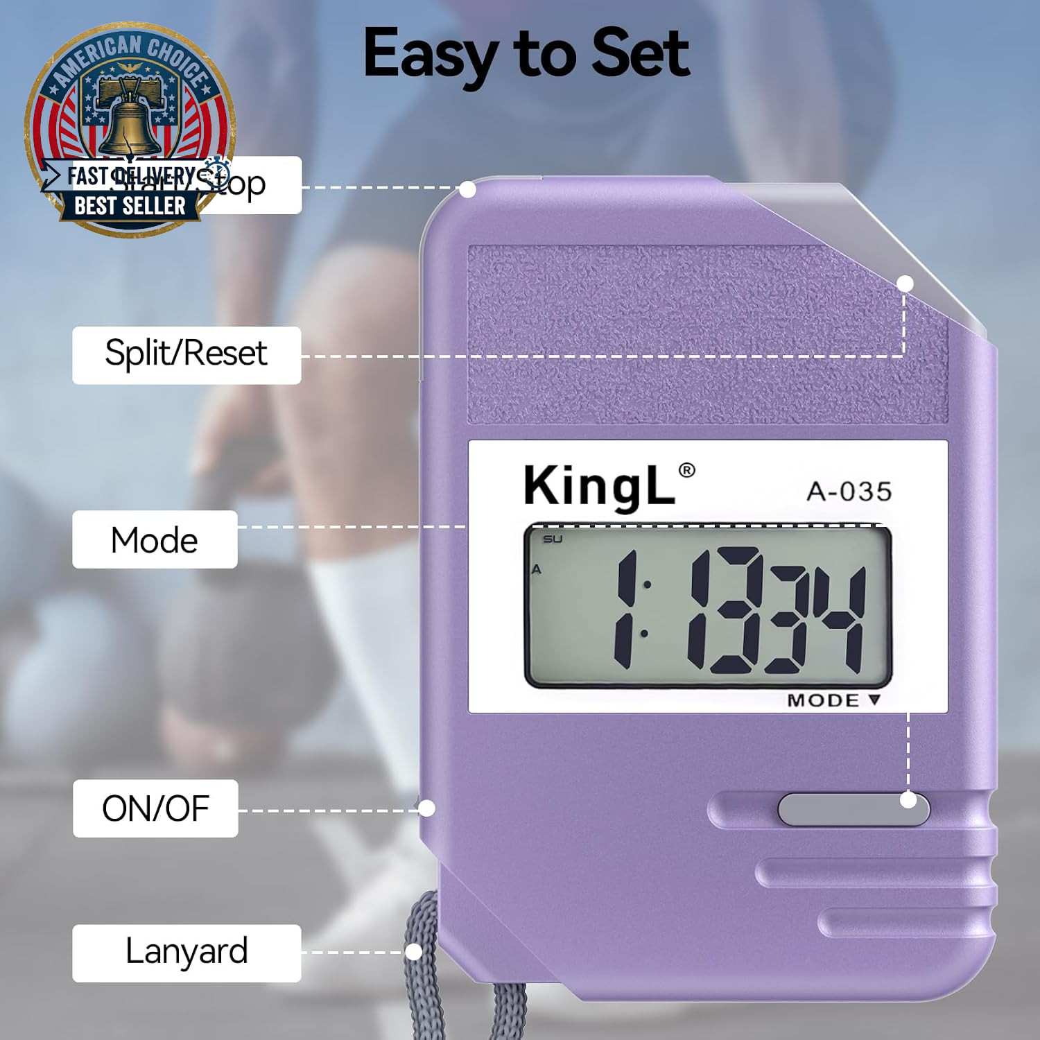 2 Pack Digital Stopwatch Timer with Large Display,Lap Split Mode, Waterproof Han