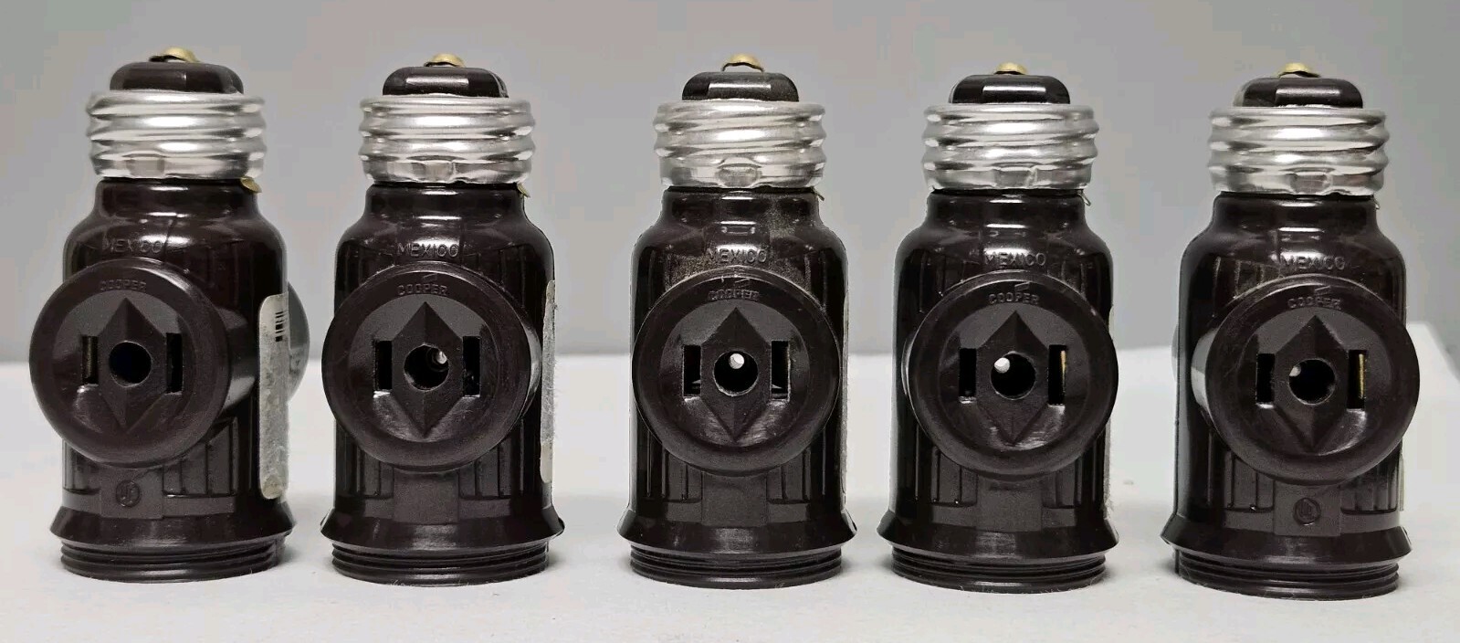 5x Keyless Socket Adapters With Two Polarized Outlets 660w- 125V Brown - Cooper