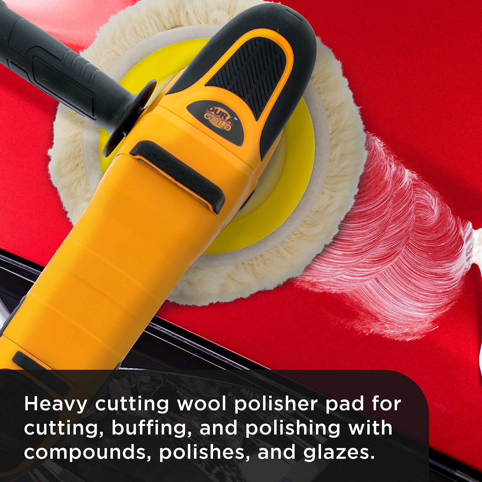 8" 100% Wool Hook & Loop Grip Buffing Pad for Compound Cutting & Polishing - ...