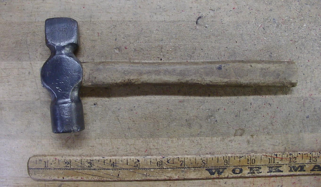 Vntg Unbranded USA Straight Peen Hammer,1lb.10.4oz,4-7/8" Head,Use & Wear