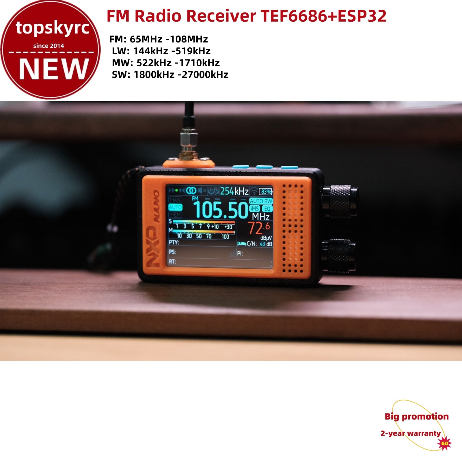 NXP-NANO 65-108MHz FM Radio Receiver FM LW MW SW 2.4-inch IPS Touch Screen