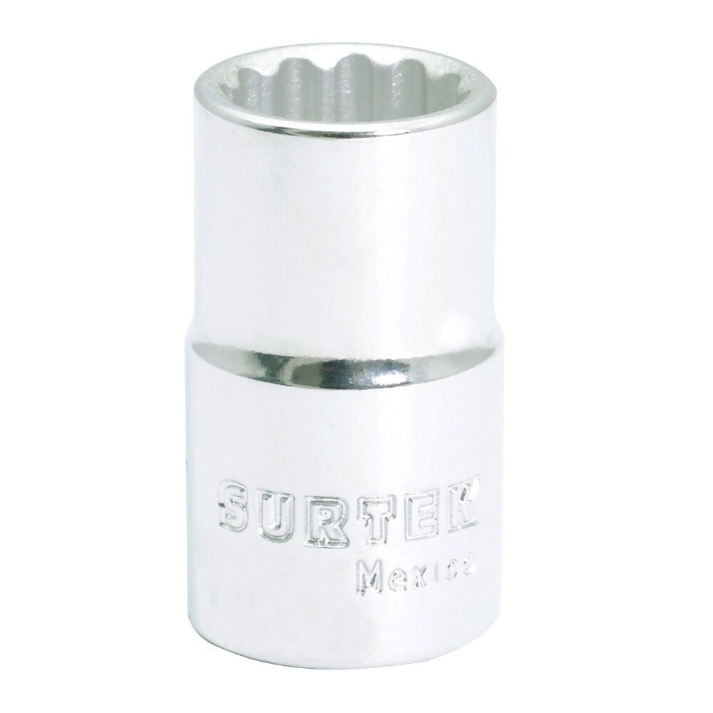 Surtek F5814 1/2" Drive 12-Point SAE Standard Socket 7/16" Chrome Finish