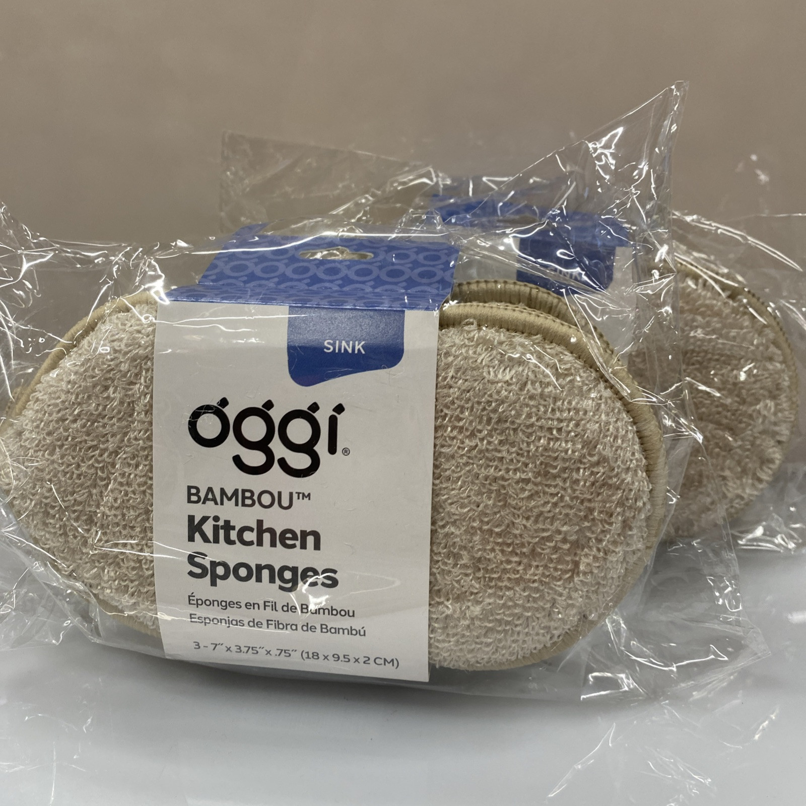 2X Oggi S/3 Bamboo Kitchen Sponge, Sink