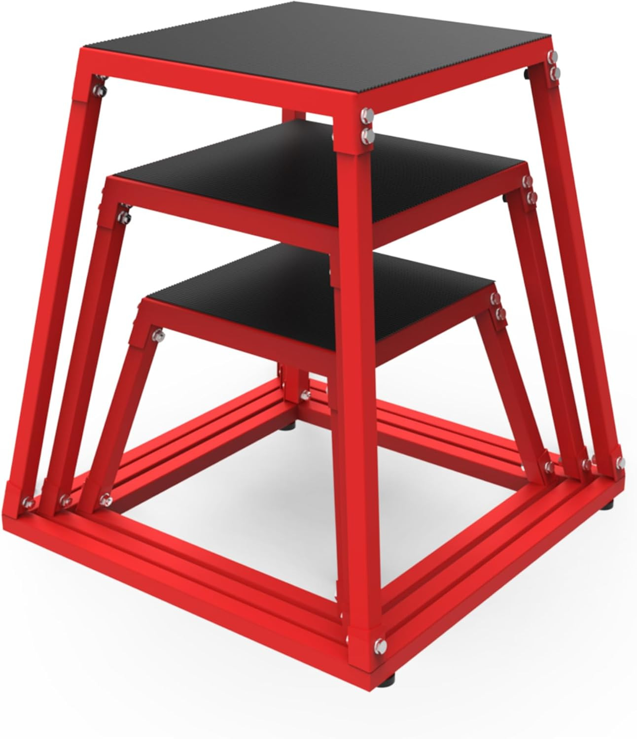 Steel Plyometric Jumping Box,18/24/30 Inch Height Anti-Slip Plyo Box Set for Str