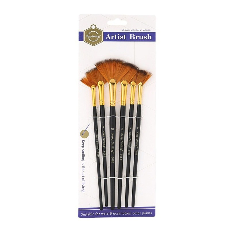 6pcs Art Paint Brushes Set Flexible Fan Shaped Acrylic Oil Watercolor Painting
