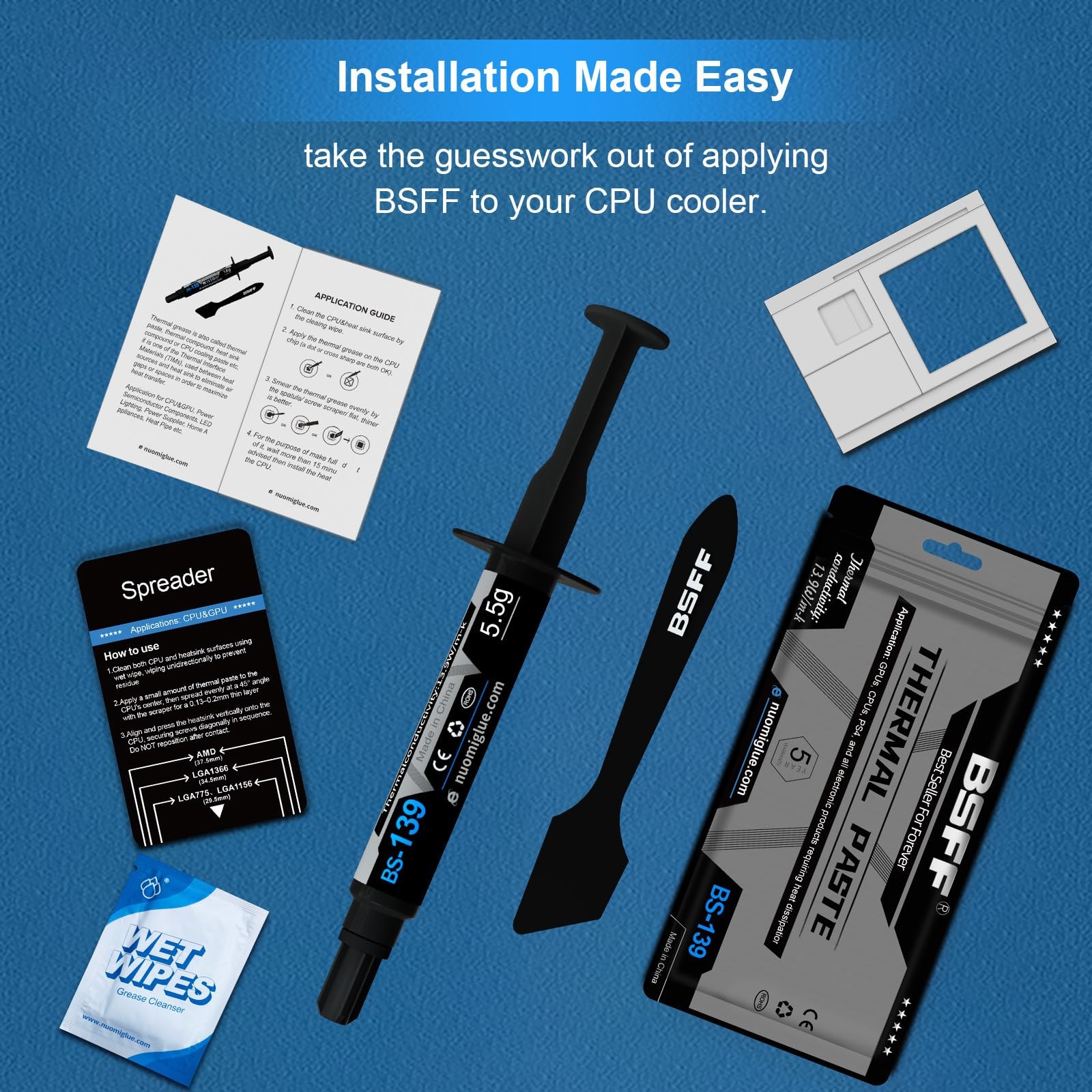 BSFF Thermal Paste, 5.5g with Toolkit CPU Paste Thermal Compound Paste Heatsi...