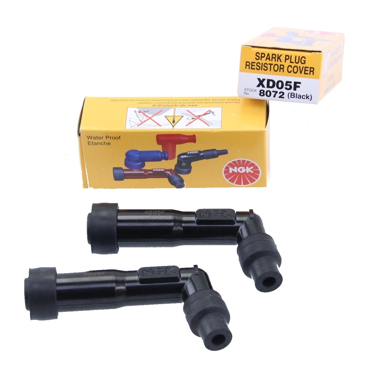 2x NGK Spark Plug Connector XD05F Black 8072 Suppressed 102° 5kOhm Moped Motorcycle