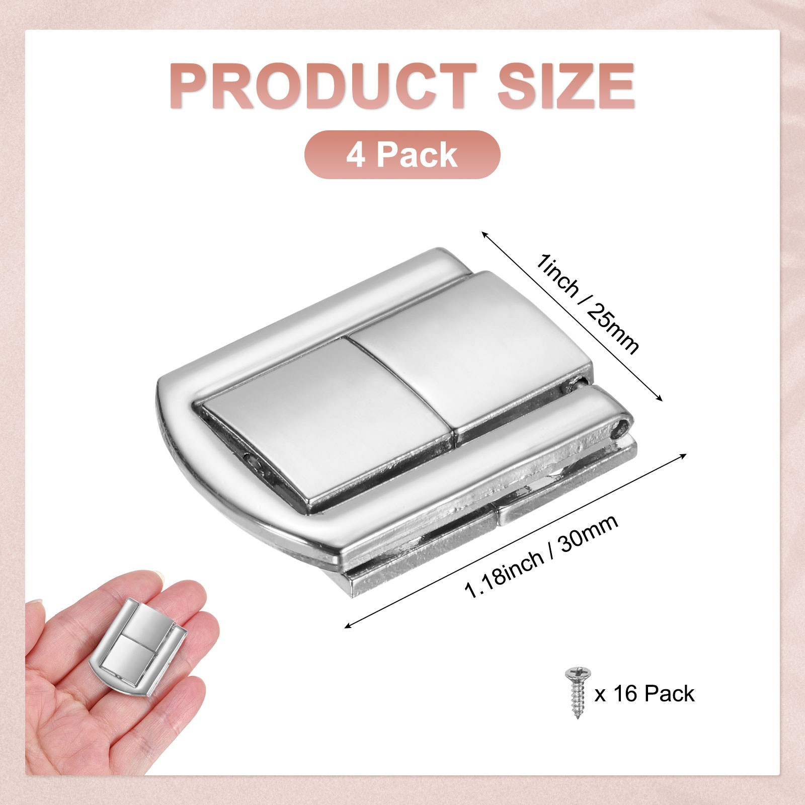 4-Pack Toggle Catch Lock, 1.18" Metal Hasp Latch Clasp [Chrome Silver]