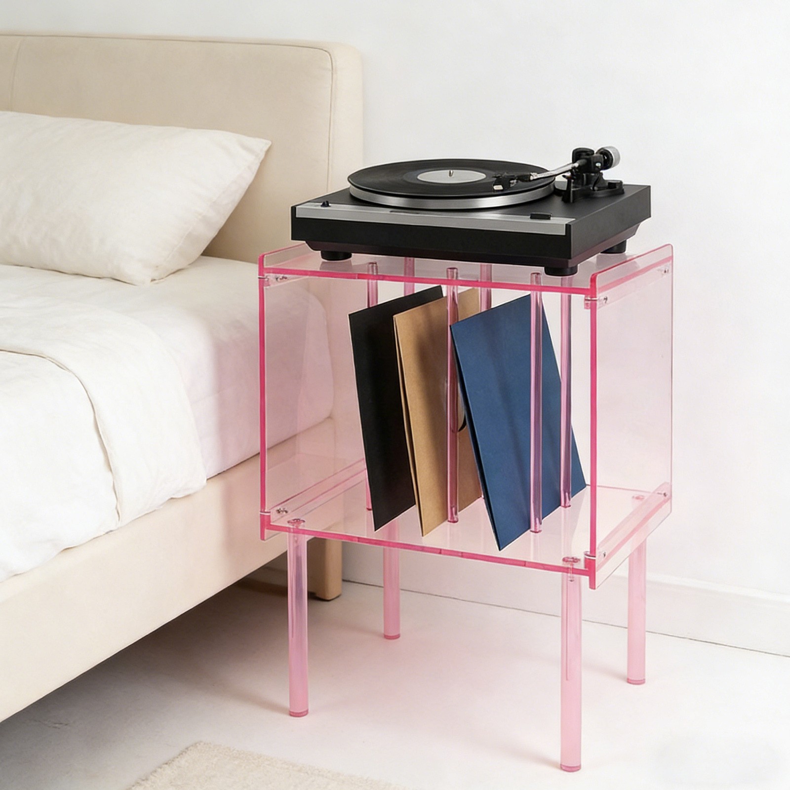 Acrylic Side Table Acrylic Record Player Stand Record Player Stand with Storage