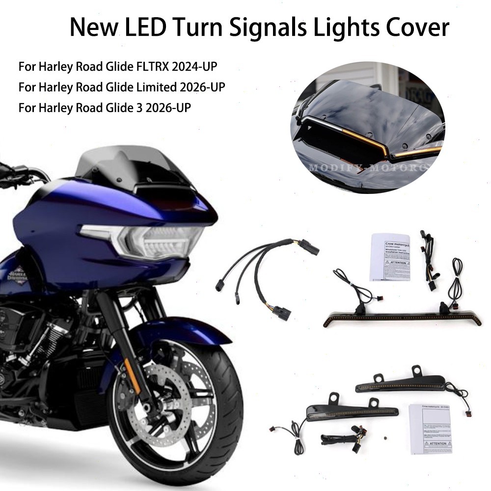 LED Turn Signals Lights Accessories For Harley Road Glide FLTRX 2024 2025 2026