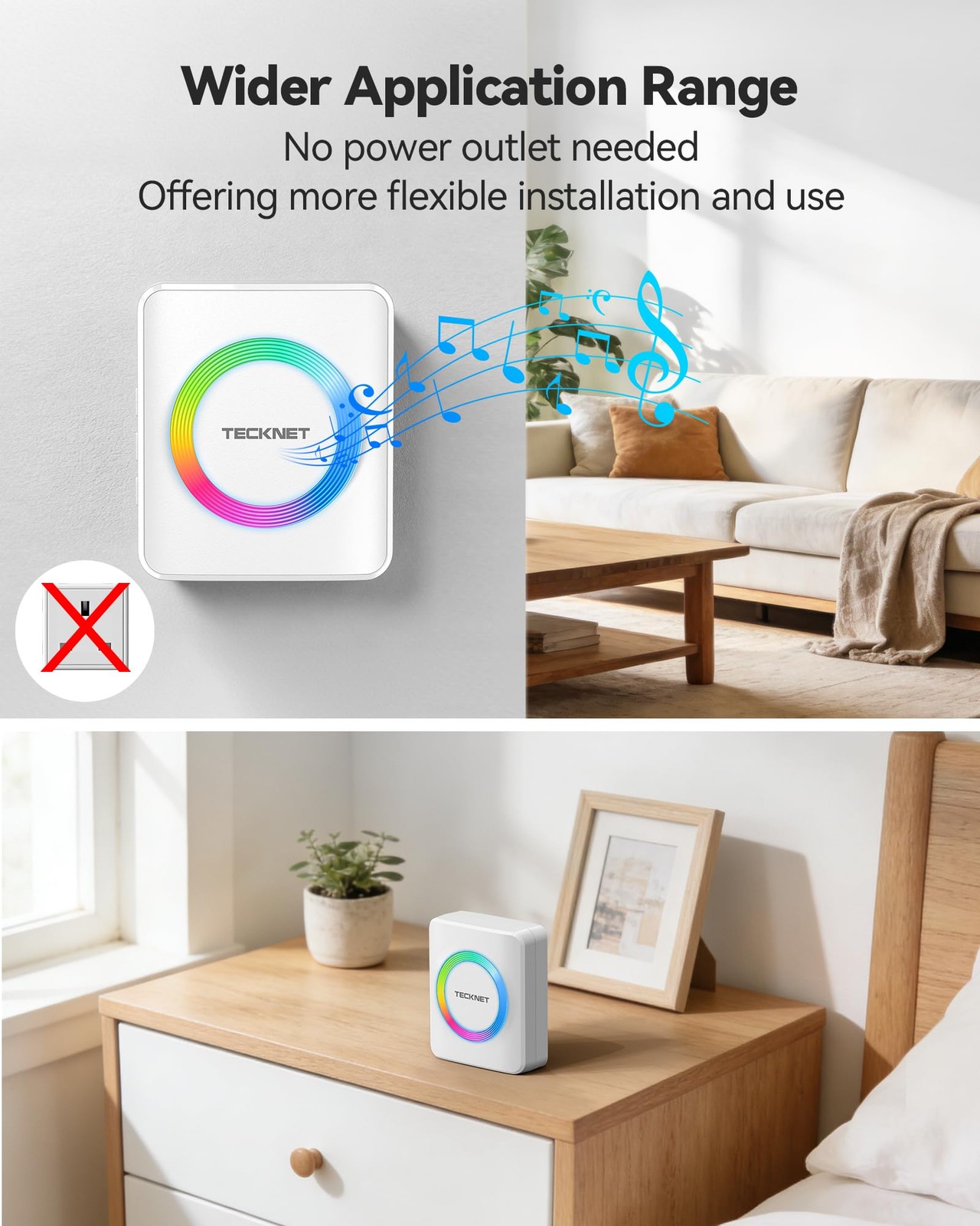 TECKNET Wireless Doorbell White