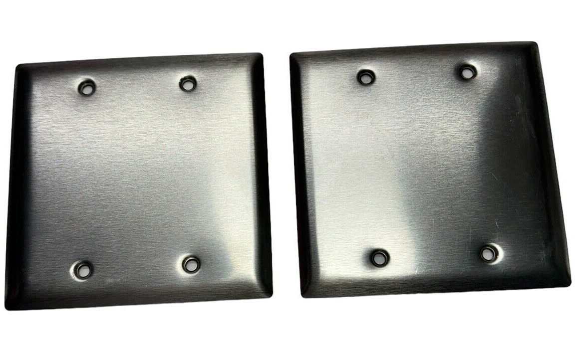 (Lot of 2) P & S Legrand SS23 Outlet Box Cover Wall Plate 2-Gang 302/304 SS