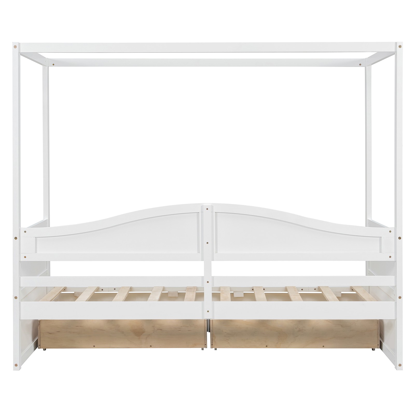 Twin Size Canopy Day Bed with 2 Drawers, White