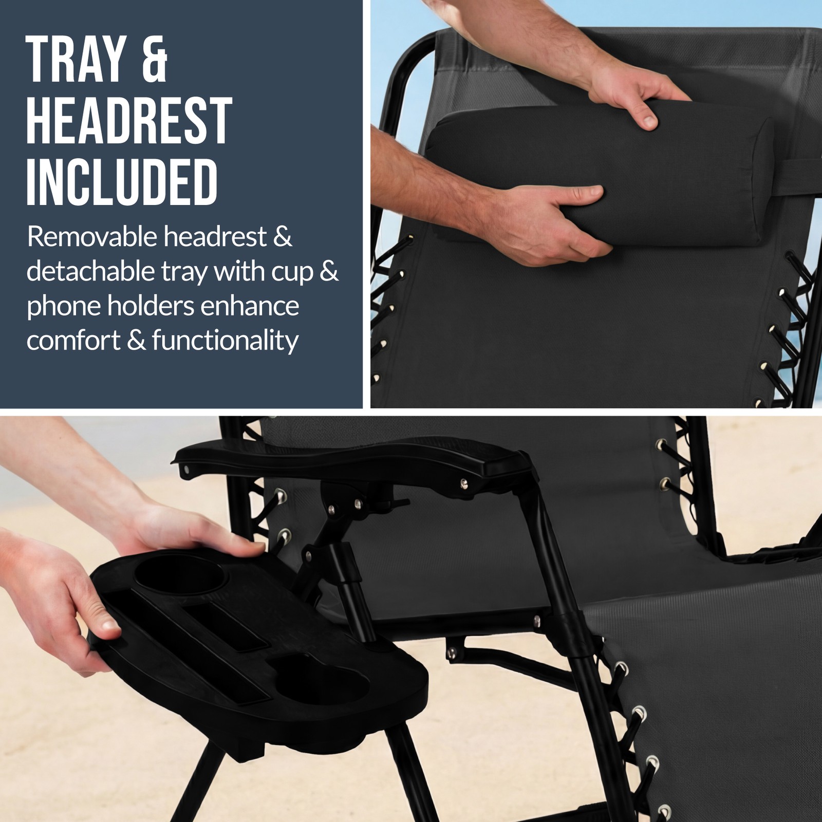 Set of 2 Extra Wide Adjustable Zero Gravity Patio Chair Recliners