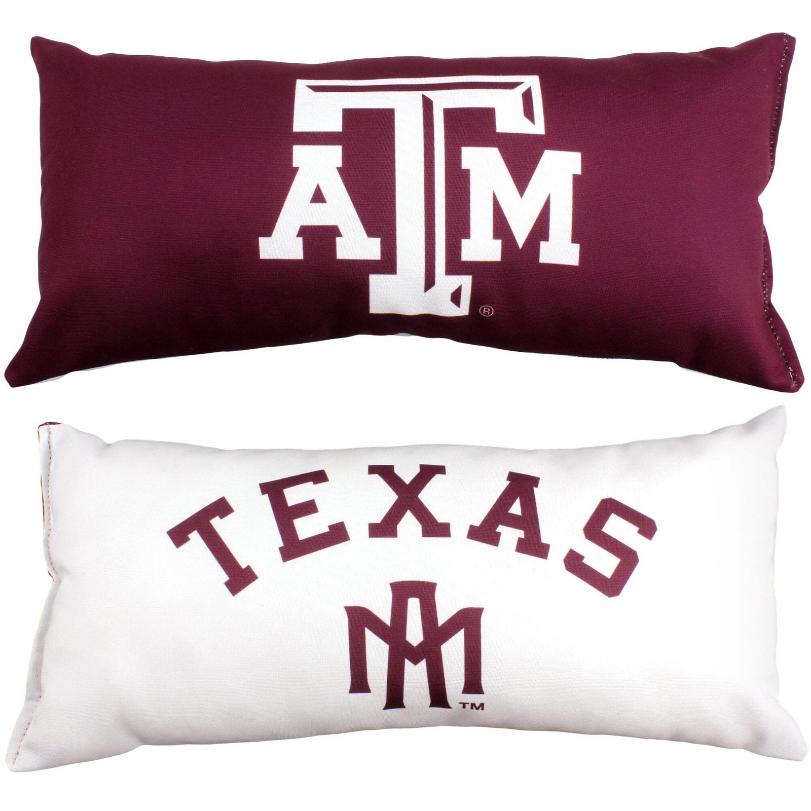 Texas A&M Aggies 2 Sided Bolster Travel Pillow, 16" x 6", Made in the USA