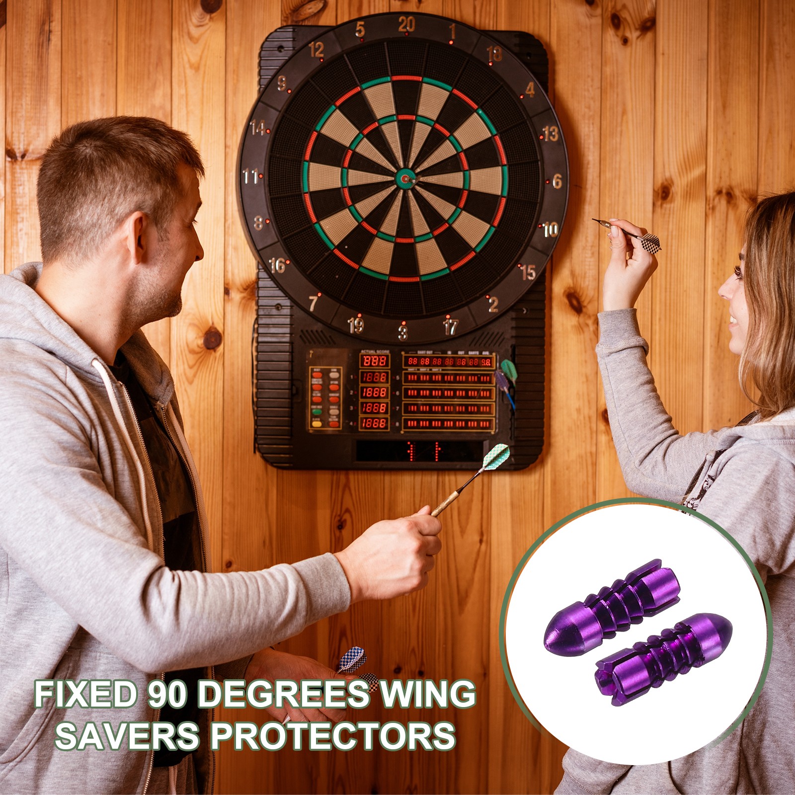 5 Pcs Dart Flight Protectors Fixed 90 Degrees Wing Savers Protects, Purple