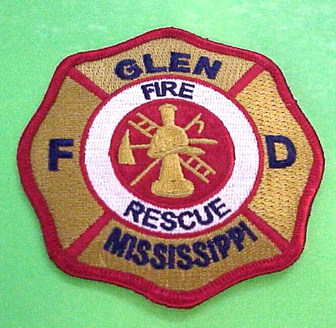 GLEN  MISSISSIPPI  MS  FIRE / RESCUE  3 1/2"  FIRE DEPT. PATCH  FREE SHIPPING!!!