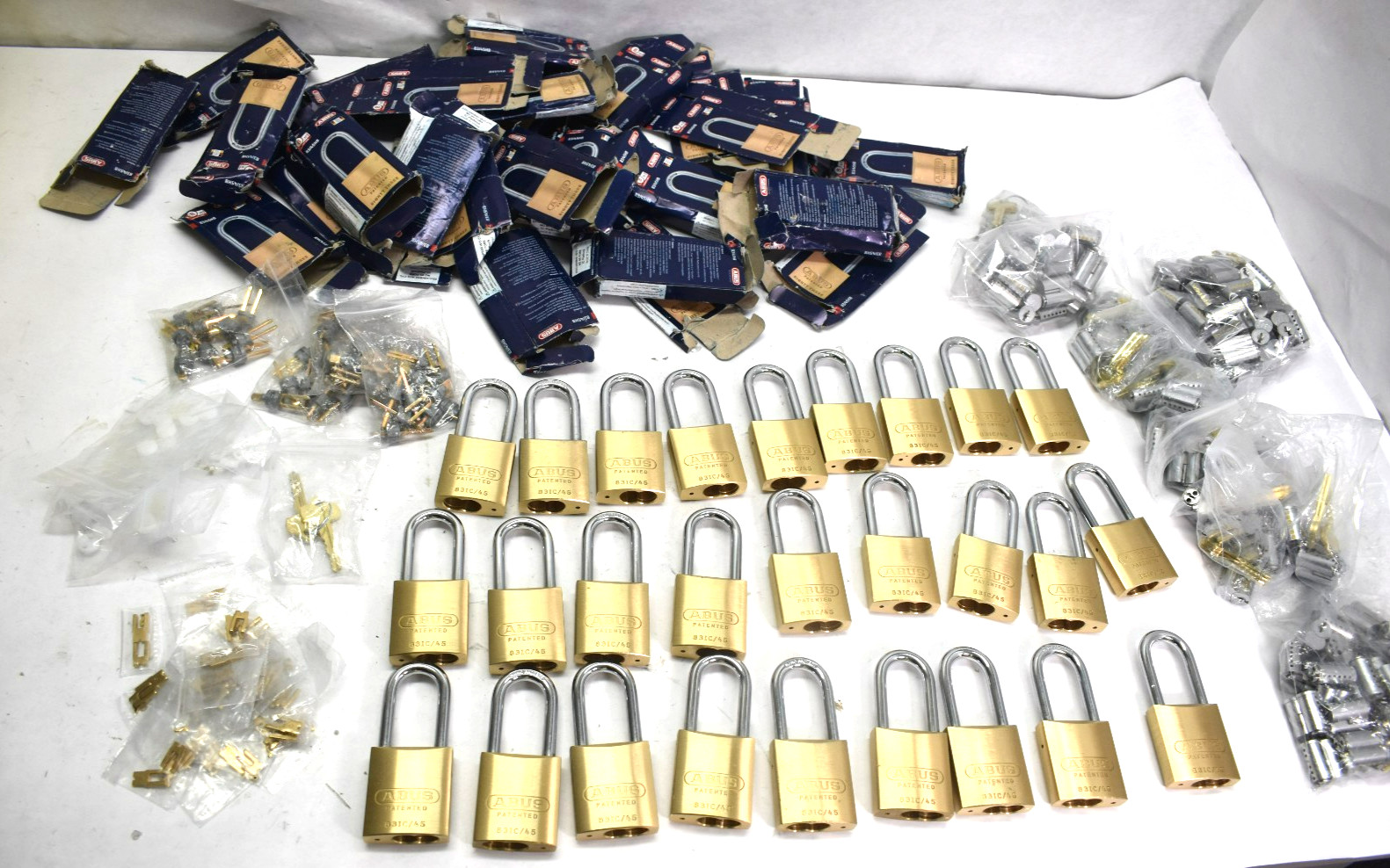 Abus Padlock HUGE BULK LOT with Cores & Keys 27 Padlocks & 135 Cores Wholesale