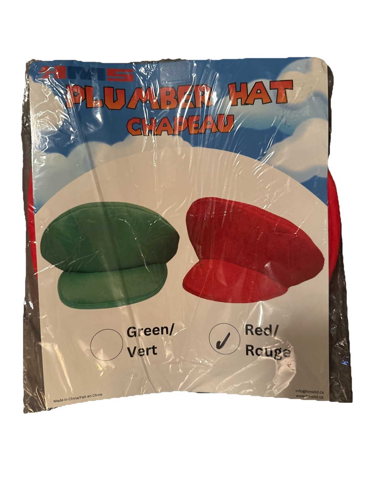 HMS Plumber Hat Red Mario Cosplay Halloween Costume One Size NWT